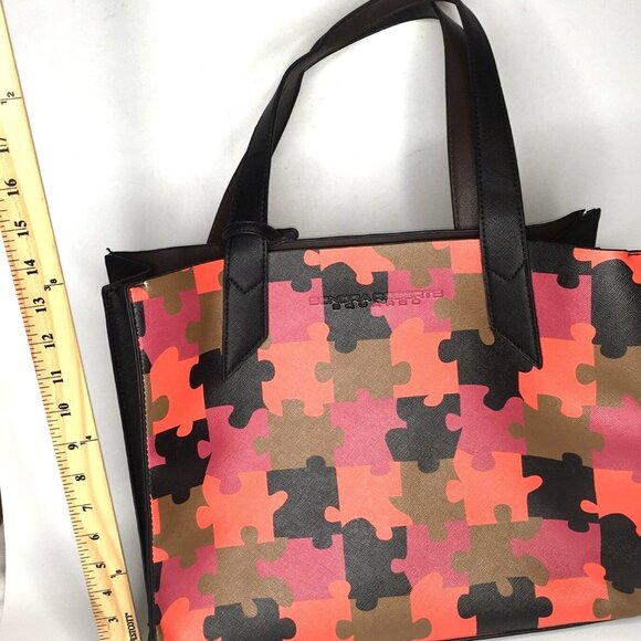 Sondra Roberts Squared Large Colorful Faux Leather Shoulder Bag Tote - Picture 13 of 16